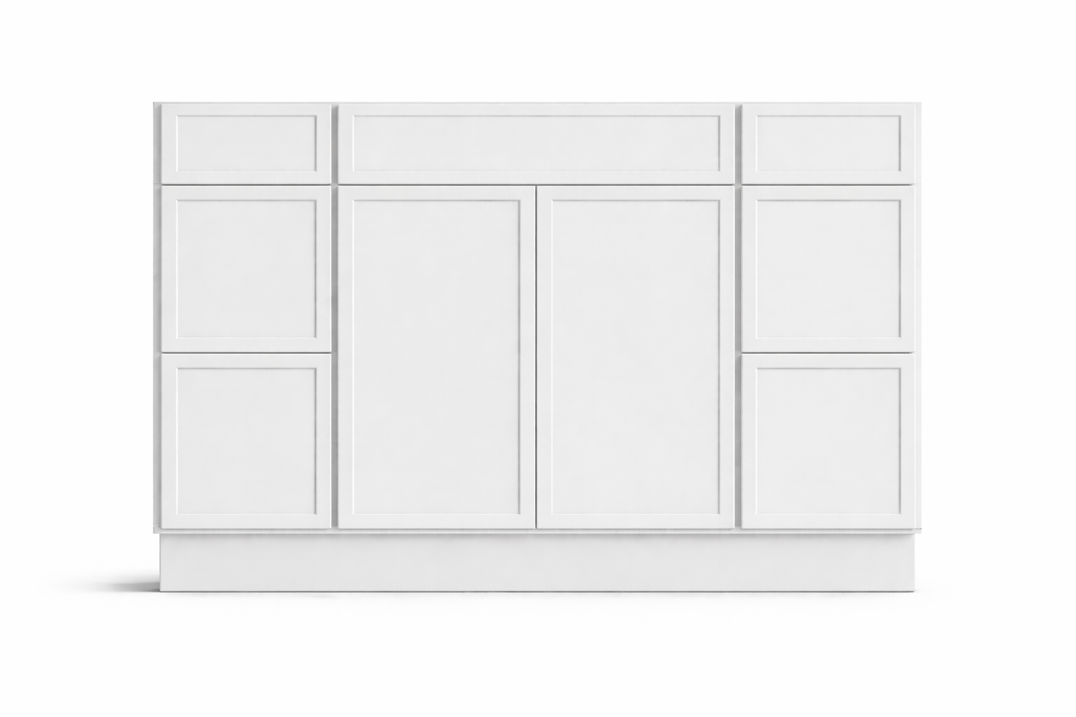 Slim Shaker Style Vanity Combination Six Drawer w/ Butt Doors in SW7005 Pure White
